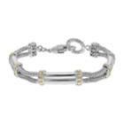 Two Tone Sterling Silver Braided Link Bracelet, Women's, Size: 7.5, White