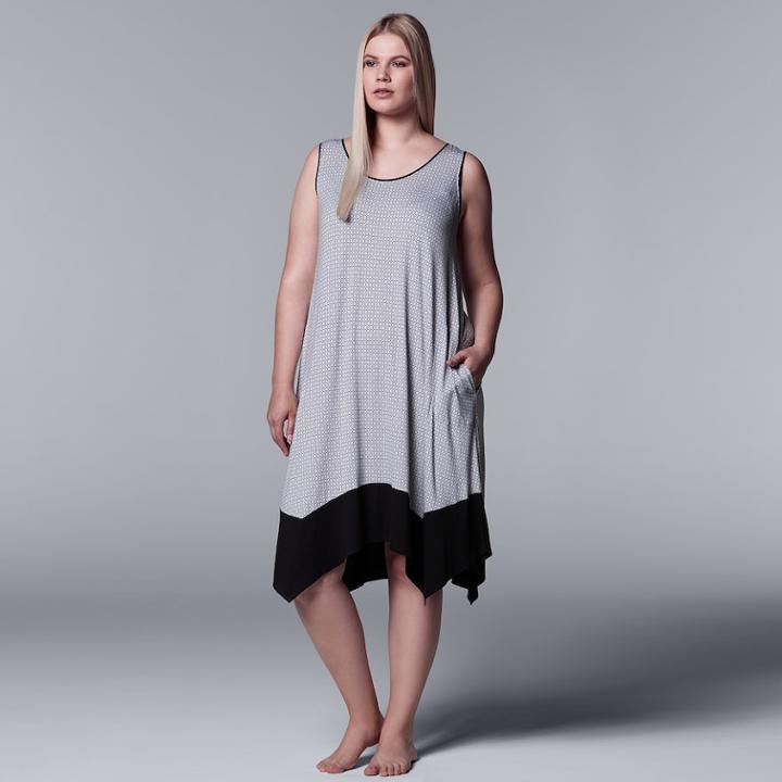 Plus Size Simply Vera Vera Wang Colorblock Chemise, Women's, Size: 2xl, Grey