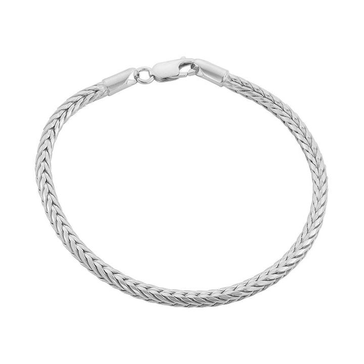 Sterling Silver Foxtail Chain Bracelet - 7.5 In, Women's, Size: 7.5, Grey