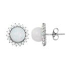 Lab-created Opal & Cubic Zirconia Sterling Silver Halo Stud Earrings, Women's, White