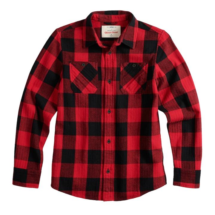 Boys 8-20 Urban Pipeline Plaid Button-down Flannel Shirt, Size: Medium, Med Red