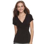 Juniors' Candie's&reg; Peplum V-neck Tee, Teens, Size: Large, Black
