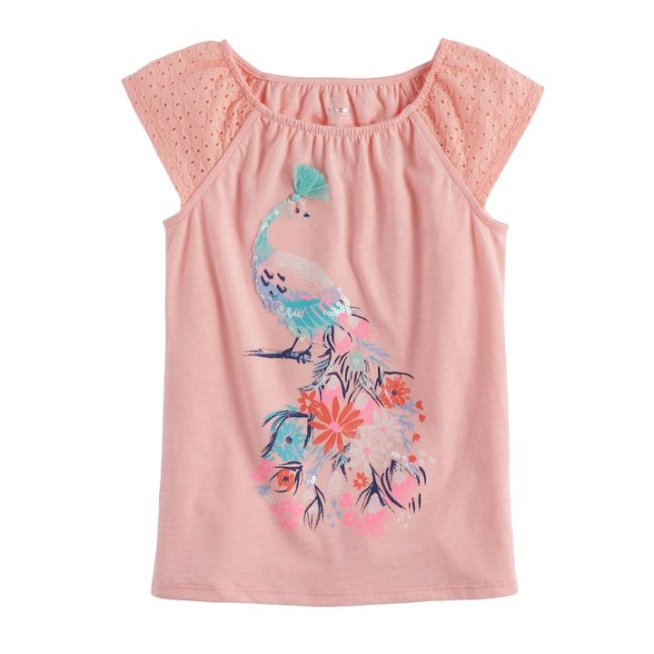 Girls 4-12 Sonoma Goods For Life&trade; Eyelet Sleeve Top, Size: 7, Light Pink