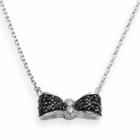 Sophie Miller Sterling Silver Black And White Cubic Zirconia Bow Necklace, Women's, Size: 16