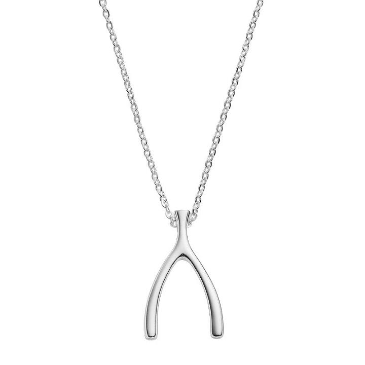 Primrose Sterling Silver Wishbone Pendant Necklace, Women's, Grey
