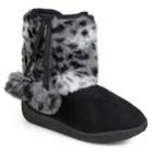 Journee Girls' Pom Pom Faux-fur Boots, Size: 2, Black