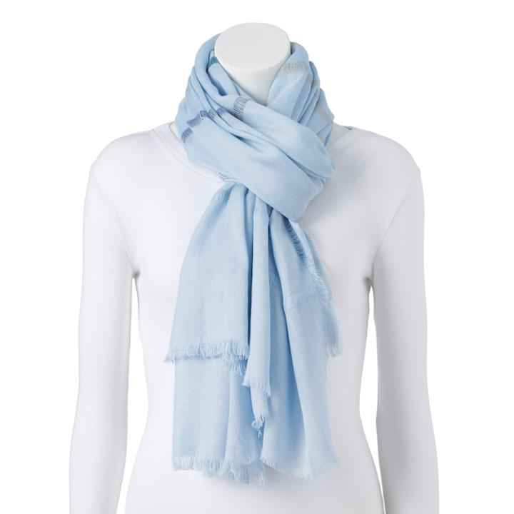 Women's Lc Lauren Conrad Striped Oversized Wrap Scarf, Med Grey