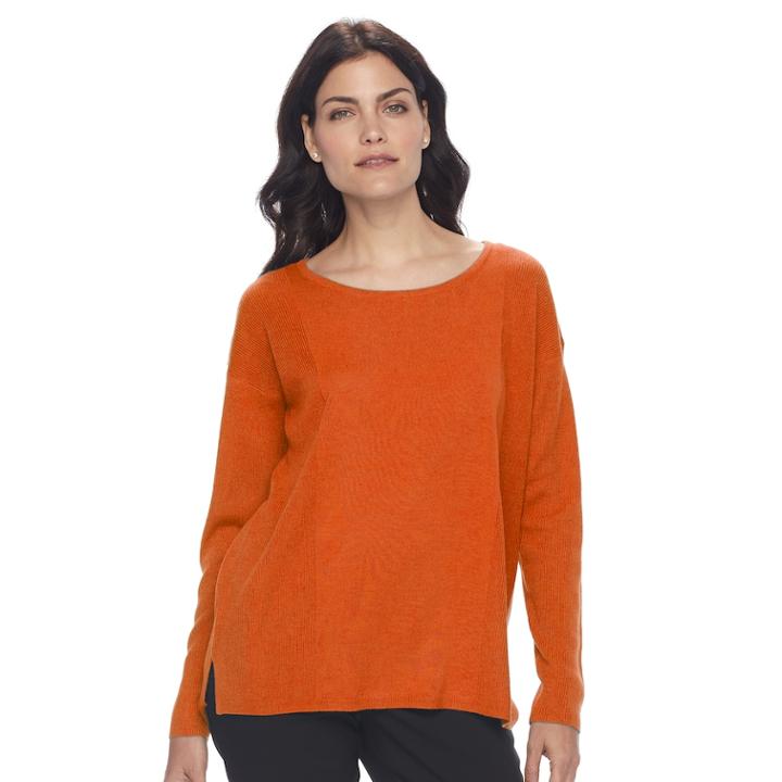 Women's Napa Valley Textured Rib Sweater, Size: Large, Med Red