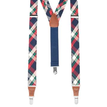 Men's Wembley Plaid Suspenders, Blue