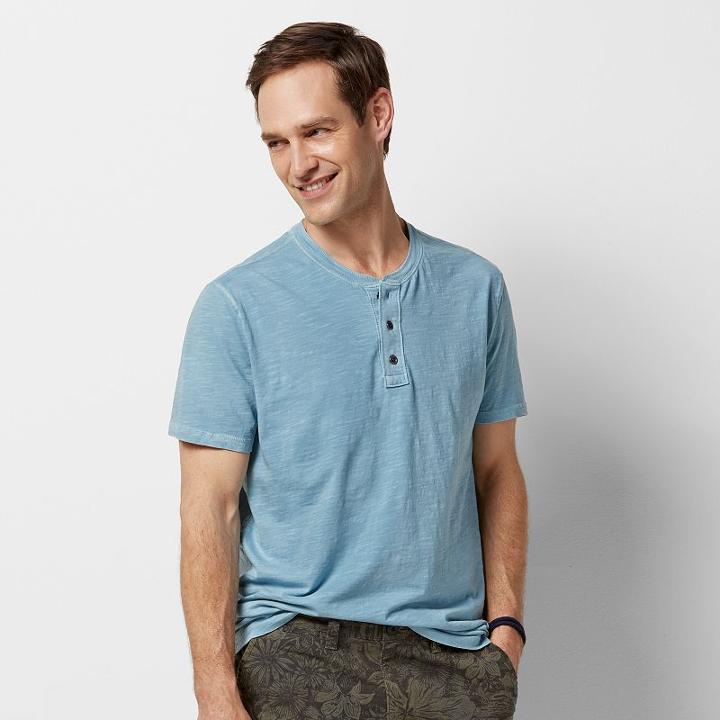 Men's Sonoma Goods For Life&trade; Classic-fit Slubbed Henley, Size: Small, Blue (navy)