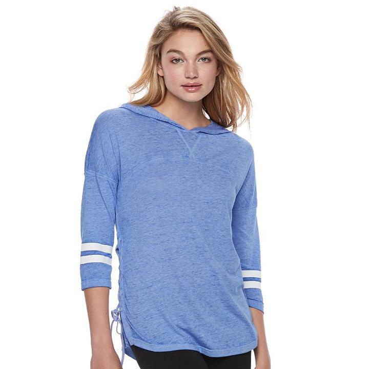 Juniors' So&reg; Perfectly Soft Lace-up Side Hoodie, Teens, Size: Large, Dark Blue