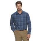 Men's Columbia Notched Peak Classic-fit Plaid Button-down Flannel Shirt, Size: Small, Light Blue