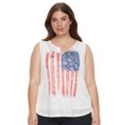 Plus Size Kate And Sam Flag Burnout Graphic Tank, Women's, Size: 2xl, Dark Blue