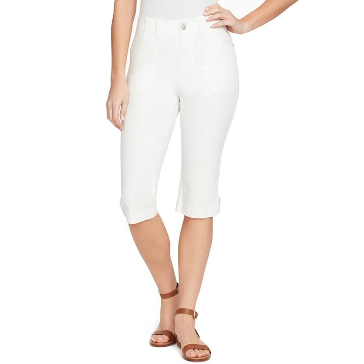 Petite Gloria Vanderbilt Bianca Skimmer Capris, Women's, Size: 16 Petite, White