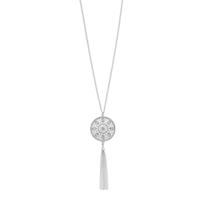 Lc Lauren Conrad Long Disc & Tassel Pendant Necklace, Women's, Silver