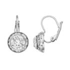 Brilliance Silver Plated Halo Drop Earrings With Swarovski Crystals, Women's, White