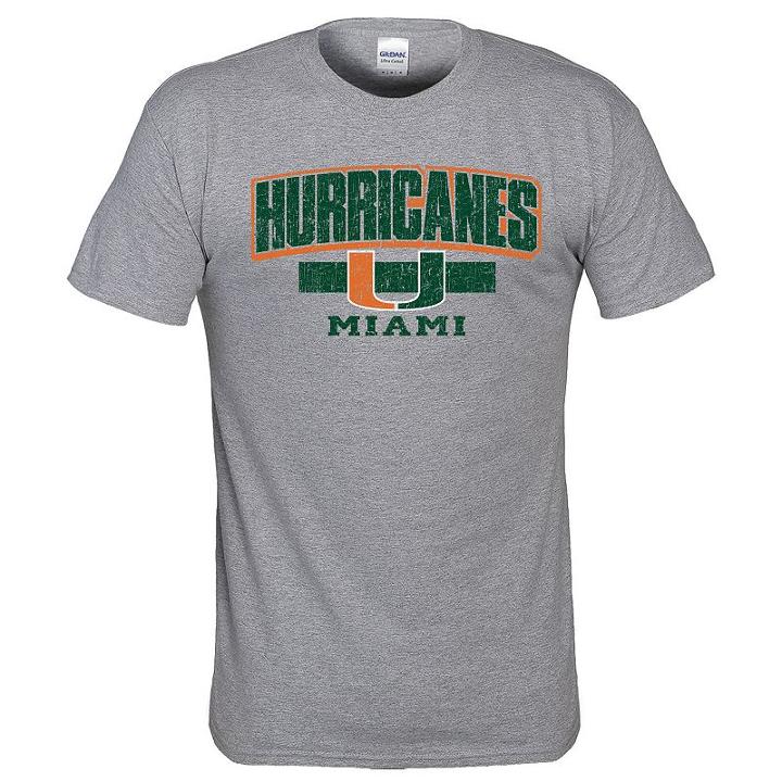 Men's Miami Hurricanes Operator Tee, Size: Small, Med Grey