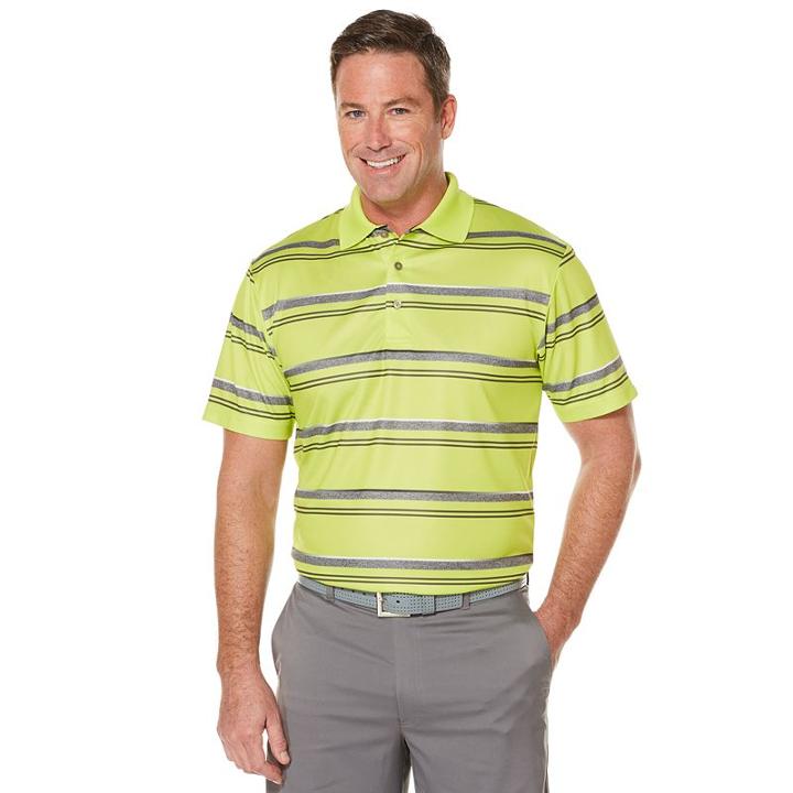 Men's Grand Slam Performance Striped Golf Polo, Size: Medium, Green Oth