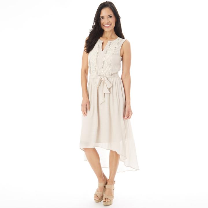 Women's Apt. 9&reg; Embroidered High-low Dress, Size: Medium, Lt Beige