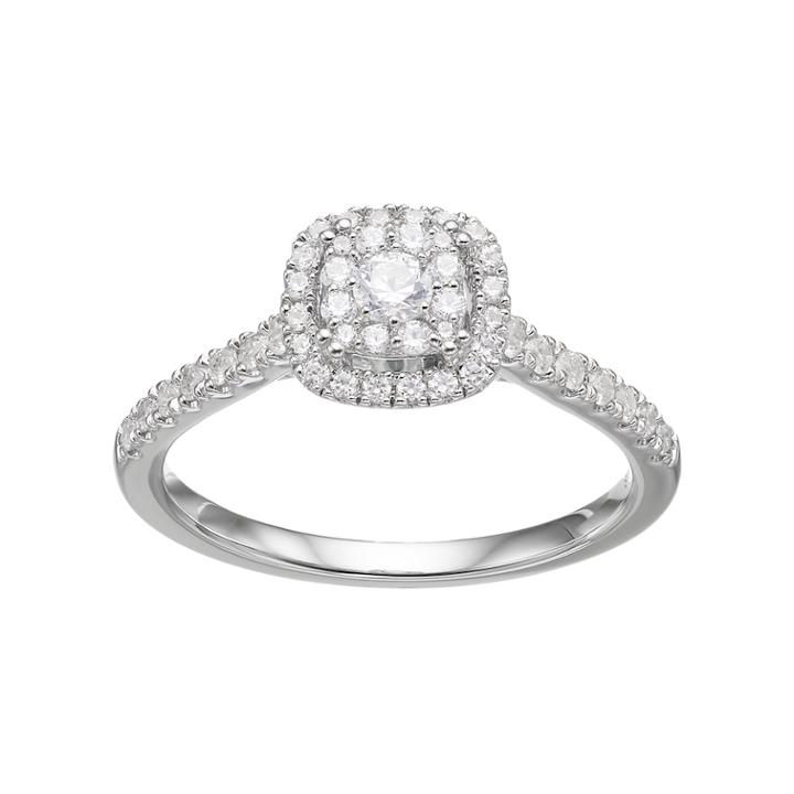 Simply Vera Vera Wang 14k White Gold 1/2 Carat T.w. Diamond Square Halo Engagement Ring, Women's, Size: 6