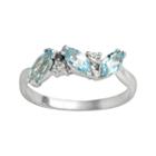 Sterling Silver Blue Topaz And Cubic Zirconia Ring, Women's, Size: 8