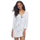 Women's Apt. 9&reg; Jacquard Palm Tunic Cover-up, Size: Medium, Natural