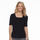 Petite Croft & Barrow&reg; Squareneck Tee, Women's, Size: S Petite, Black