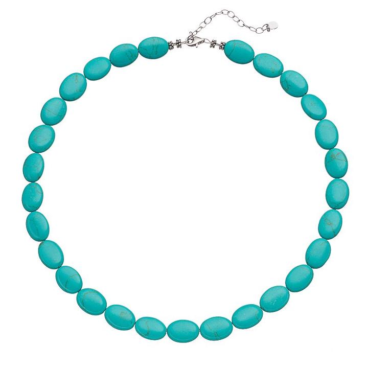 Sterling Silver Simulated Turquoise Beaded Necklace, Women's, Size: 16, Blue