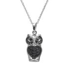 Sophie Miller Black Cubic Zirconia Sterling Silver Owl Pendant Necklace, Women's, Size: 18