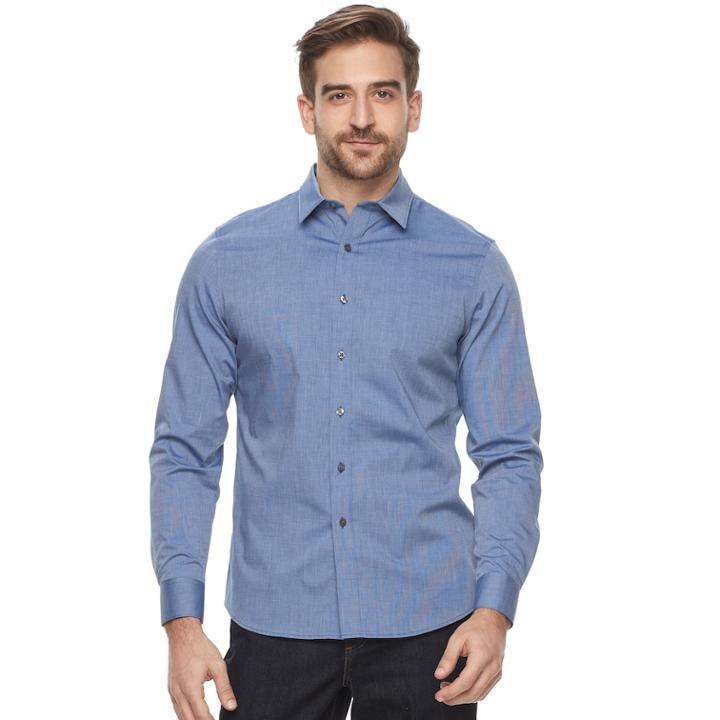 Men's Apt. 9&reg; Slim-fit Stretch Button-down Shirt, Size: Medium, Dark Blue