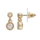 Lc Lauren Conrad Double Simulated Crystal Drop Earrings, Women's, Gold