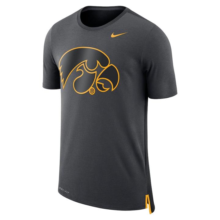 Men's Nike Iowa Hawkeyes Dri-fit Mesh Back Travel Tee, Size: Small, Grey (anthracite)