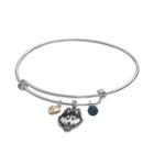 Fiora Sterling Silver Connecticut Huskies Charm Bangle Bracelet, Women's, Blue