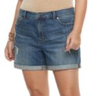Plus Size Jennifer Lopez Cuffed Jean Shorts, Women's, Size: 20 W, Dark Blue