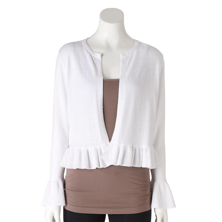 Women's Elle&trade; Ruffle Bell Cardigan, Size: Medium, White