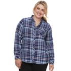 Plus Size Sonoma Goods For Life&trade; High-low Plaid Shirt, Women's, Size: 2xl, Dark Blue