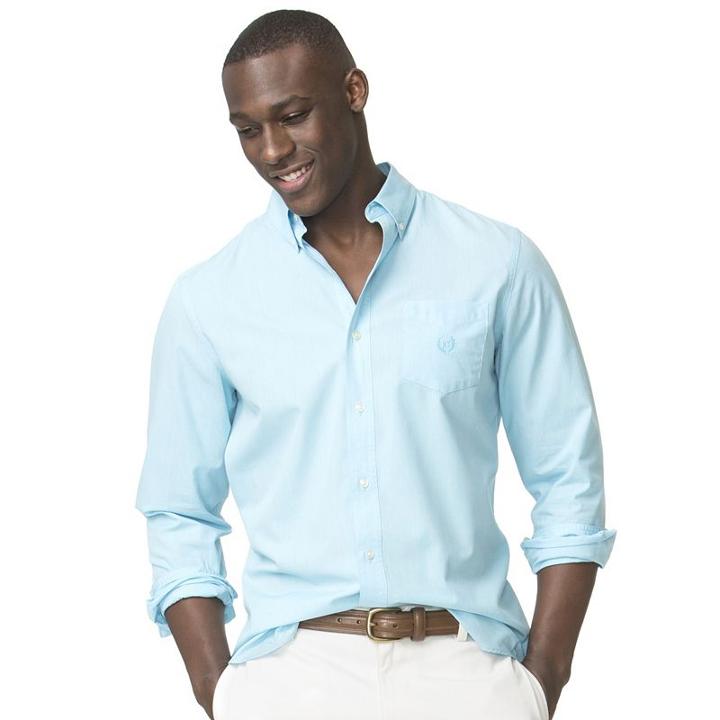 Men's Chaps Classic-fit Poplin Button-down Shirt, Size: Large, Blue