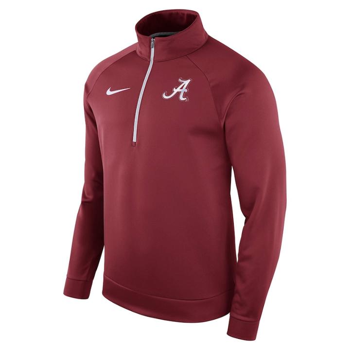 Men's Nike Alabama Crimson Tide Quarter-zip Therma Top, Size: Large, Red