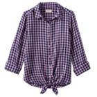 Girls Plus Size So&reg; Tie-front Patterned Shirt, Girl's, Size: 20 1/2, Brt Purple