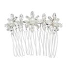Simulated Pearl & Crystal Flower Hair Comb, Women's, White