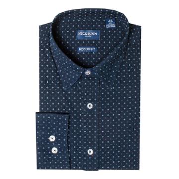 Men's Nick Dunn Modern-fit Dress Shirt, Size: L-34/35, Blue (navy)