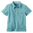 Baby Boy Carter's Slubbed 3-button Polo, Size: 6 Months, Turquoise/blue (turq/aqua)