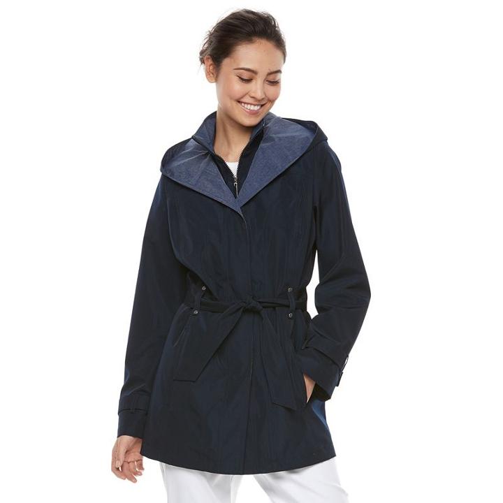 Women's Braetan Hooded Shawl Collar Rain Jacket, Size: Small, Blue