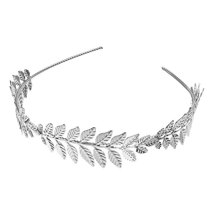 Textured Leaf Headband, Women's, Silver