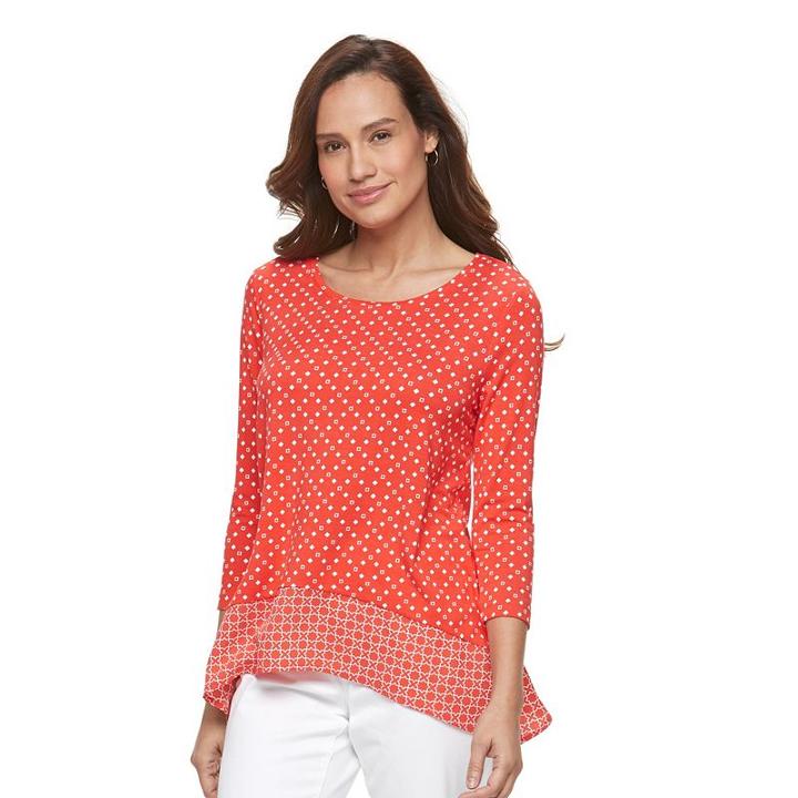 Petite Croft & Barrow&reg; Handkerchief-hem Top, Women's, Size: S Petite, Brt Red