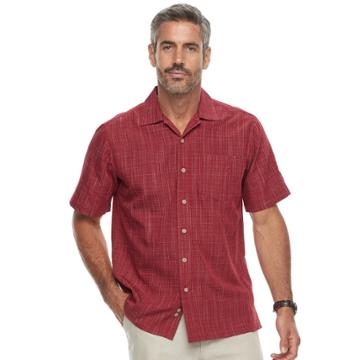 Men's Batik Bay Regular-fit Microfiber Button-down Shirt, Size: Large, Med Red