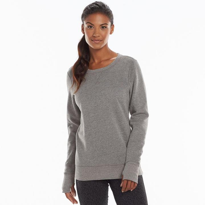 Women's Tek Gear&reg; Fleece Crewneck Sweatshirt, Size: Small, Med Grey