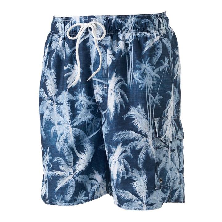 Men's Croft & Barrow&reg; Tropical Microfiber Swim Trunks, Size: Medium, Blue (navy)