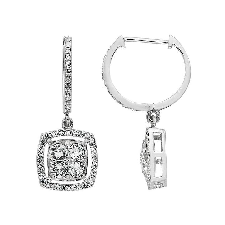 Diamond Splendor Crystal & Diamond Accent Sterling Silver Drop Earrings, Women's, White
