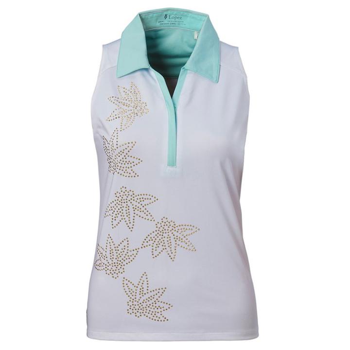 Women's Nancy Lopez Wish Sleeveless Golf Polo, Size: Large, White